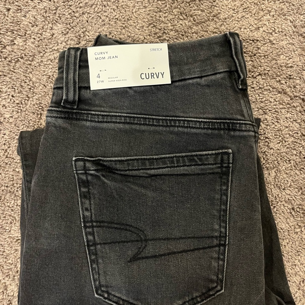 American Eagle AE Curvy Mom Jean Stretch Black High Rise